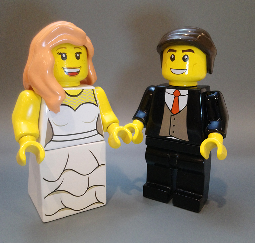 Finished Lego Minifigure bride and groom custom figure