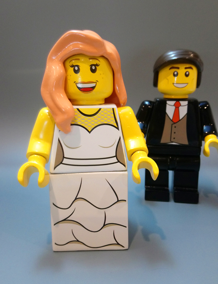 Large Bride Lego Minifigure wedding theme display piece